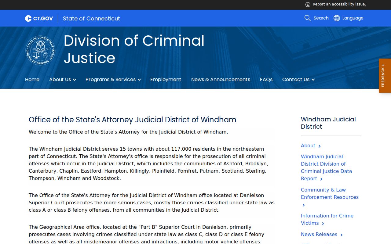 Windham County criminal prosecution and State's Attorney information