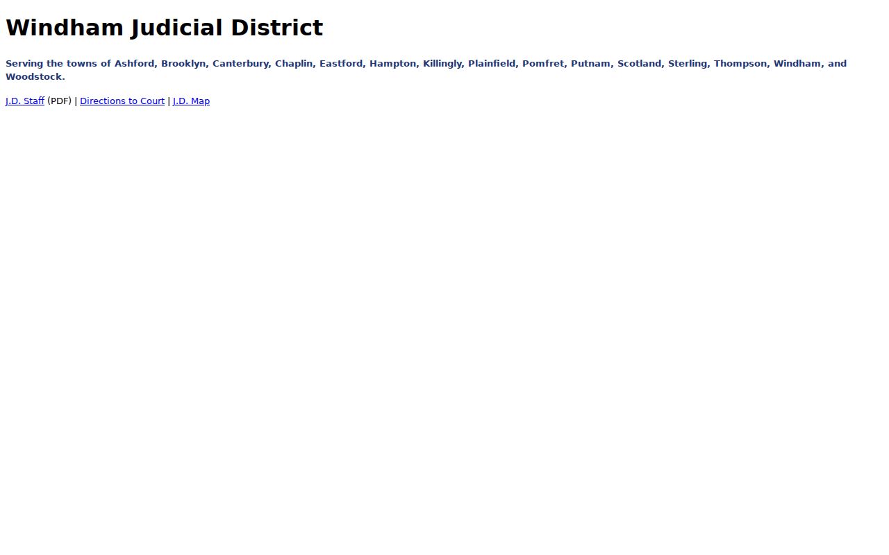 Windham County criminal record district map and towns